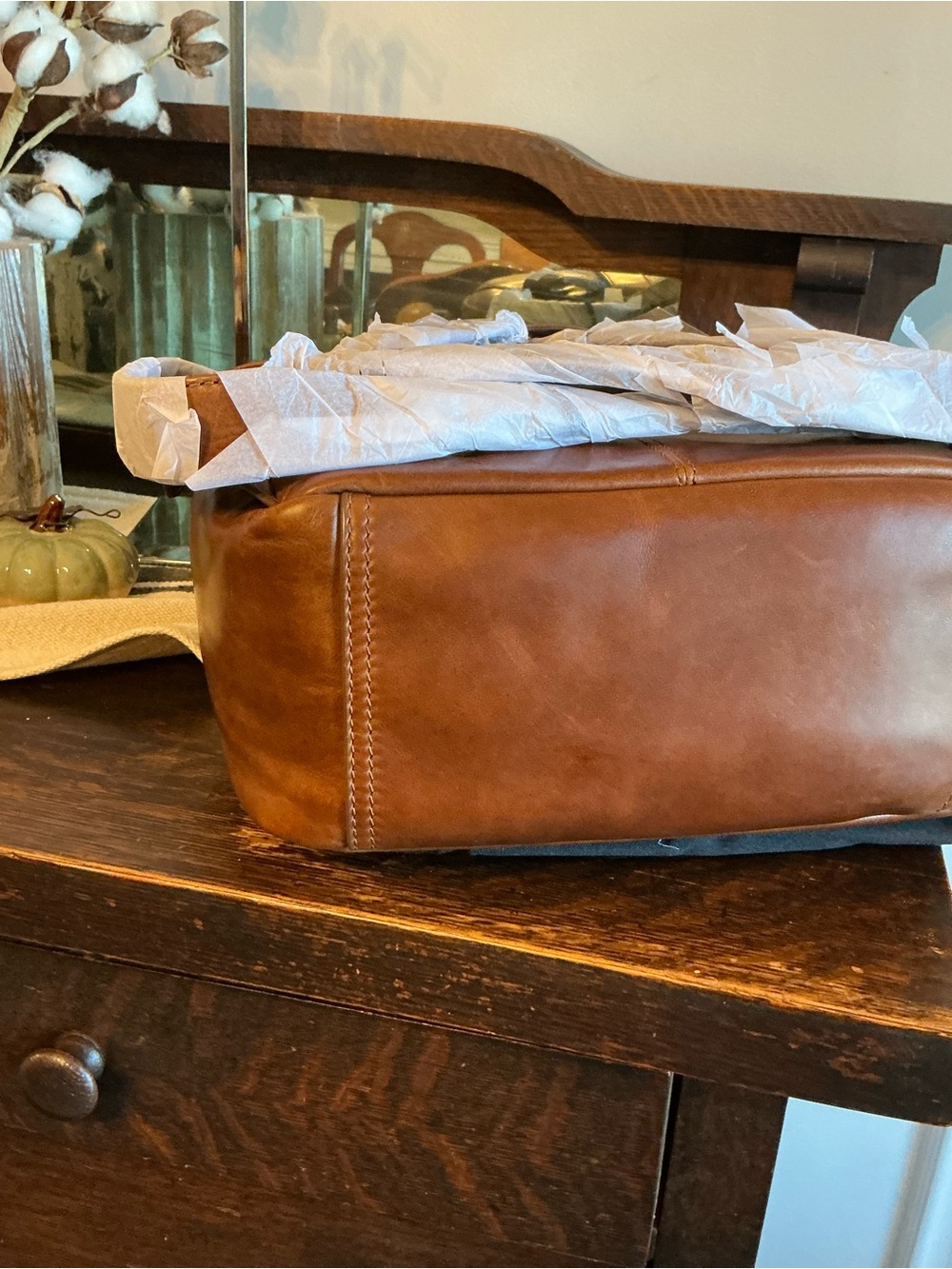 NWT Frye Melissa Leather Large Backpack Luggage Sleeve Cognac Brown MSRP $348 - Picture 8 of 15